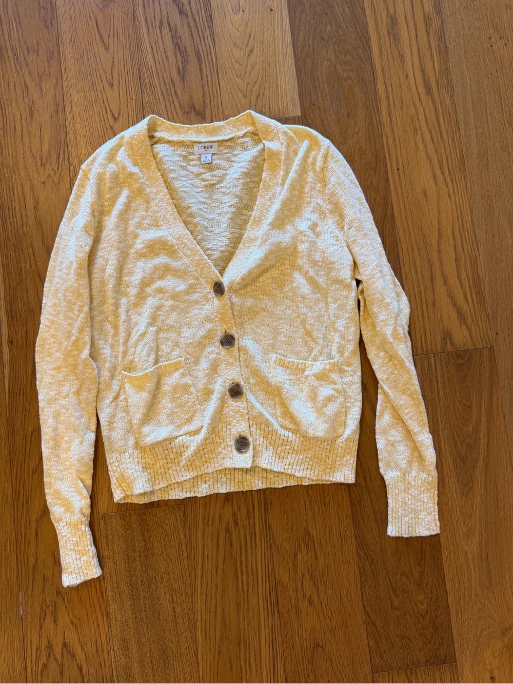 J. Crew Cream Yellow Button-Up Knit Cardigan